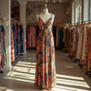 Autumn Garden Painted Floral V-Neck Maxi Dress