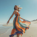 Seaside Stripe Sunset Sleeveless Maxi Dress