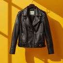 Women's Black Asymmetric Front Zip Moto Jacket