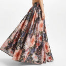 Women's Blush Coral Botanical Floral Print Full Length Maxi Skirt