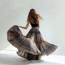 Women's Bohemian Ornamental Print Flared Maxi Skirt
