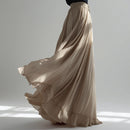 Women's Champagne Beige Pleated Floor Length Maxi Skirt