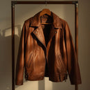 Women's Cognac Brown Classic Lapel Zip Front Jacket