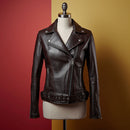 Women's Dark Espresso Brown Asymmetric Zip Moto Jacket