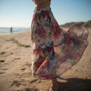 Women's Multicolor Watercolor Floral Flowing Maxi Skirt